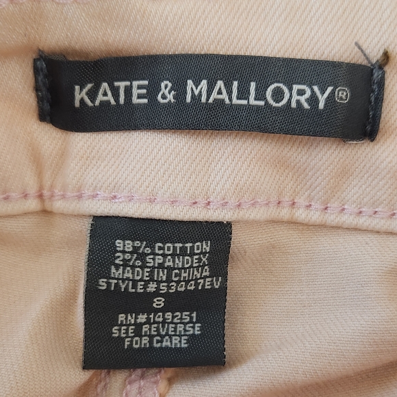 Kate & Mallory Pink Cropped Jeans with Ruffle Hem Size 8 Pink Denim - Picture 8 of 10